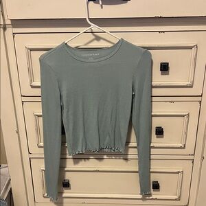 American Eagle Outfitters Ribbed Blouse - Light Green